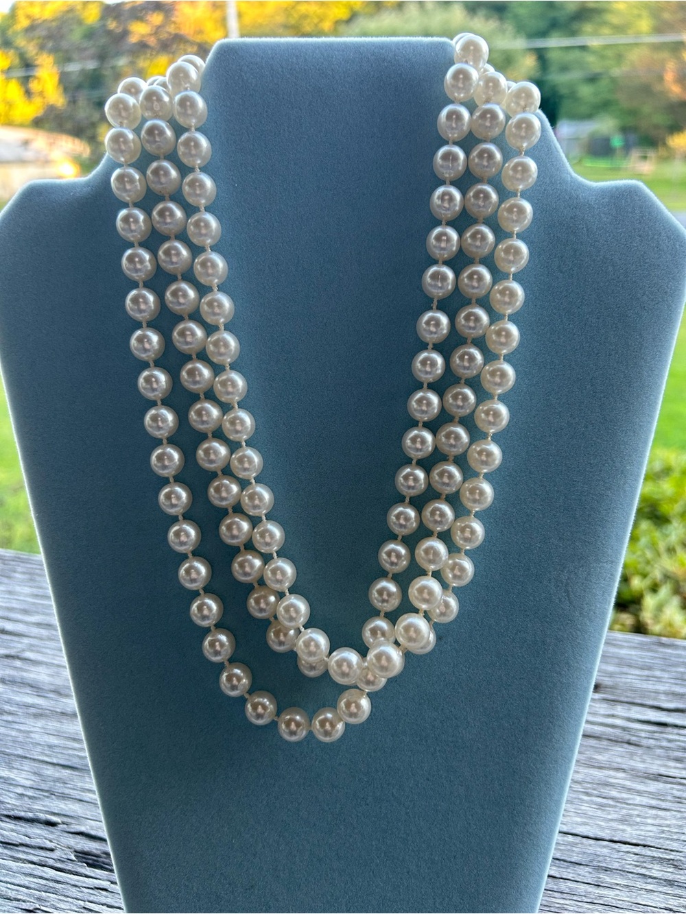 Ivory faux Pearl Triple-Strand Necklace 16” plastic beads